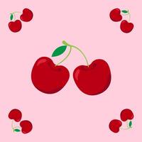 cherry fruit seamless for pattern fabric, simple cherry fruit cute repeat in square background, illustration fruit pattern vector