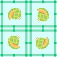 melon fruit seamless for pattern fabric, simple melon fruit cute repeat in square background, illustration fruit pattern wallpaper vector