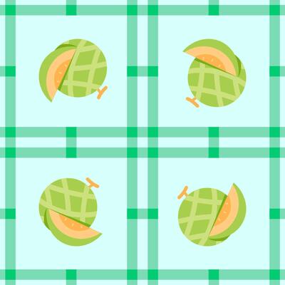 melon fruit seamless for pattern fabric, simple melon fruit cute repeat in square background, illustration fruit pattern wallpaper
