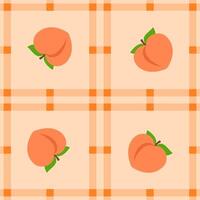 peach fruit seamless for pattern fabric, simple peach fruit cute repeat in square background, illustration fruit pattern wallpaper vector