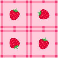 strawberry fruit seamless for pattern fabric, simple strawberry fruit cute repeat in square background, illustration fruit pattern wallpaper vector