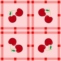 cherry fruit seamless for pattern fabric, simple cherry fruit cute repeat in square background, illustration fruit pattern wallpaper vector