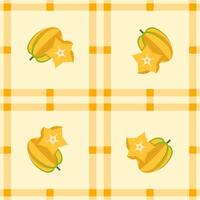 star apple fruit seamless for pattern fabric, simple star apple fruit cute repeat in square background, illustration fruit pattern wallpaper vector