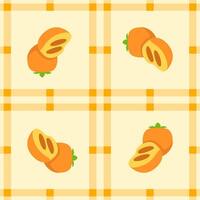 persimmon fruit seamless for pattern fabric, simple persimmon fruit cute repeat in square background, illustration fruit pattern wallpaper vector