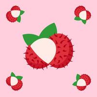 rambutan fruit seamless for pattern fabric, simple rambutan fruit cute repeat in square background, illustration fruit pattern vector