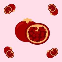 pomegranate fruit seamless for pattern fabric, simple pomegranate fruit cute repeat in square background, illustration fruit pattern vector