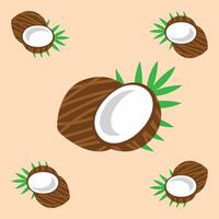 coconut fruit seamless for pattern fabric, simple coconut fruit cute repeat in square background, illustration fruit pattern vector