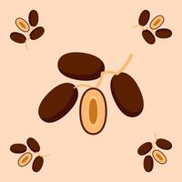 date palm fruit seamless for pattern fabric, simple date palm fruit cute repeat in square background, illustration fruit pattern vector