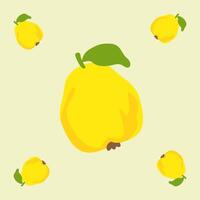quince fruit seamless for pattern fabric, simple quince fruit cute repeat in square background, illustration fruit pattern vector