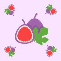 fig fruit seamless for pattern fabric, simple fig fruit cute repeat in square background, illustration fruit pattern vector