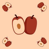 jujube fruit seamless for pattern fabric, simple jujube fruit cute repeat in square background, illustration fruit pattern vector