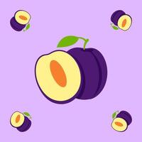damson fruit seamless for pattern fabric, simple damson fruit cute repeat in square background, illustration fruit pattern vector