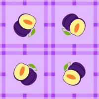 damson fruit seamless for pattern fabric, simple damson fruit cute repeat in square background, illustration fruit pattern wallpaper vector