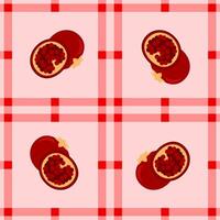 pomegranate fruit seamless for pattern fabric, simple pomegranate fruit cute repeat in square background, illustration fruit pattern wallpaper vector
