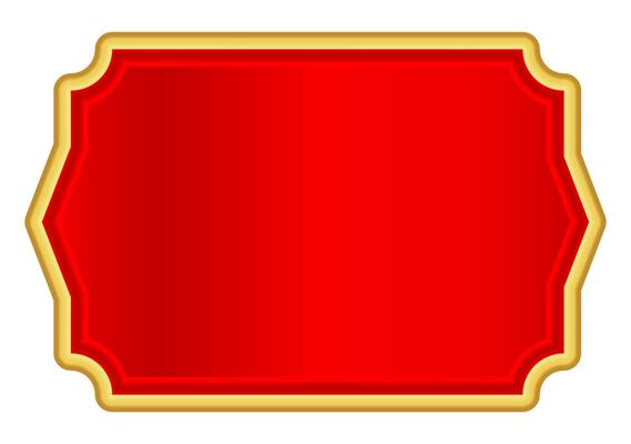 red gold label for banner, red luxury golden frame templat, name plate with golden frame