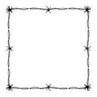 wire barb silhouette frame, square shape, wire frame graphic art line vector