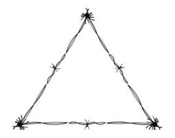 wire barb silhouette frame, triangle shape, wire frame graphic art line vector