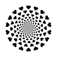 heart halftone radial, graphic explosion in circle form, fireworks heart explosion dotted gradient halftone, geometric spiral background vector