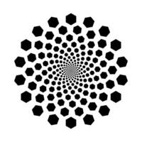 hexagon halftone radial, graphic explosion in circle form, fireworks star explosion dotted gradient halftone, geometric spiral background vector