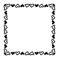 heart line frame square doodle art, heart border outline frame vector
