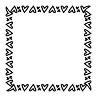 heart line frame square doodle art, heart border outline vector