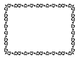 heart line frame rectangle art, framework decorative with heart doodle art line, picture frame with heart shape outline continues vector
