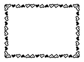 heart line frame rectangle doodle, framework decorative with heart doodle art line, picture frame with heart shape outline continues vector