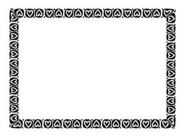 heart line frame rectangle doodle art, heart border pattern vector