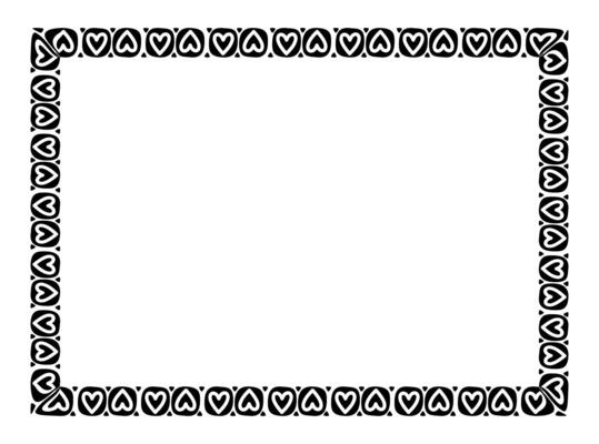 heart line frame rectangle doodle art, heart border pattern