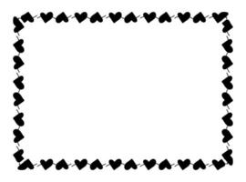 heart line frame rectangle doodle art, heart border line adorable vector