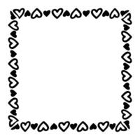 heart lined frame square doodle art vector