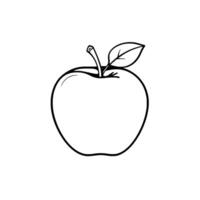 Simple Line Drawing Of A Single Red Apple With Leaf vector