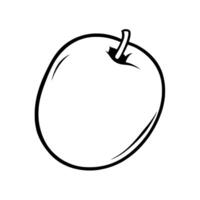 Simple Line Drawing Of A Single Round Apple Fruit vector