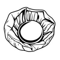 Stylized Graphic Of A Pearl Within A Folded Leaf Design vector