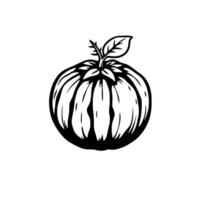 Illustration Of A Single Ripe Tomato With Leaf vector