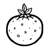 Simple Line Drawing Of A Single Strawberry With Leaves vector