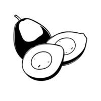 Whole Avocado And Two Halved Boiled Eggs Illustration vector