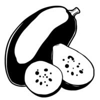 Sliced Chayote A Black And White Illustration Of This Healthy Vegetable vector