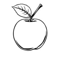 Line Art Drawing Of A Single Apple With Leaf vector