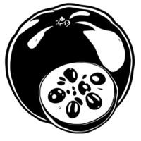 Stylized Black And White Illustration Of A Watermelon Slice vector