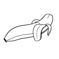 Partially Peeled Red Banana Illustration Simple Line Art Design vector