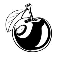 A Single Glossy Cherry With Leaf Stylized Illustration vector