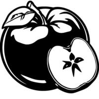 Stylized Black And White Illustration Of An Apple Whole And Sliced vector