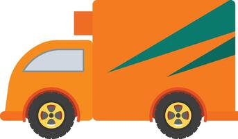 An orange truck with a green stripe on the side vector