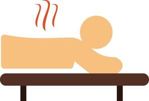 A man laying on a table with a hot plate vector