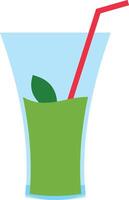 A green drink with a straw and a leaf vector