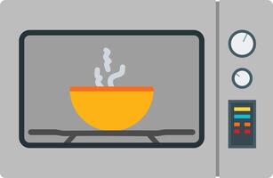 A microwave oven with a bowl of food inside vector