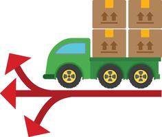 A truck with boxes on it is going up an arrow vector