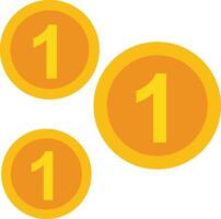 Three gold coins with the number one on them vector