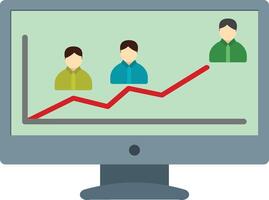 A computer screen with people on it and a graph vector